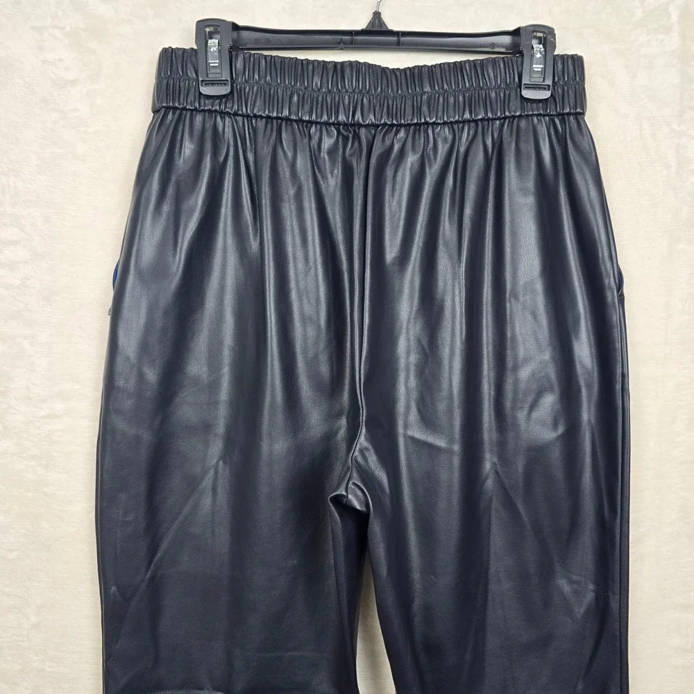 Scotch &‎ Soda Estelle Navy Blue Faux Leather Elastic Waist Tapered Pants Large